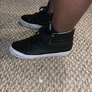 Black leather zip up Vans